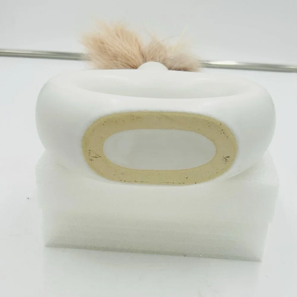 White Ceramic Vases Faux Pampas Grass Water Drop Design Doughnut Vase Modern